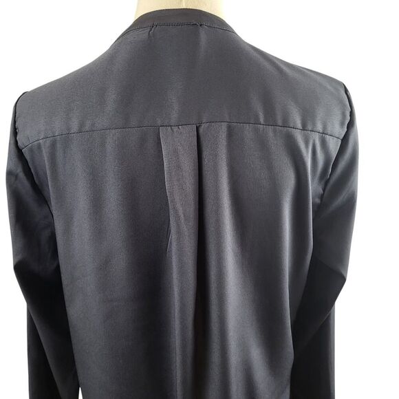 Jacklyn Smith Small Slate Blue Blouse Beaded Shoulders Button Shirred Front Glam - Picture 8 of 11